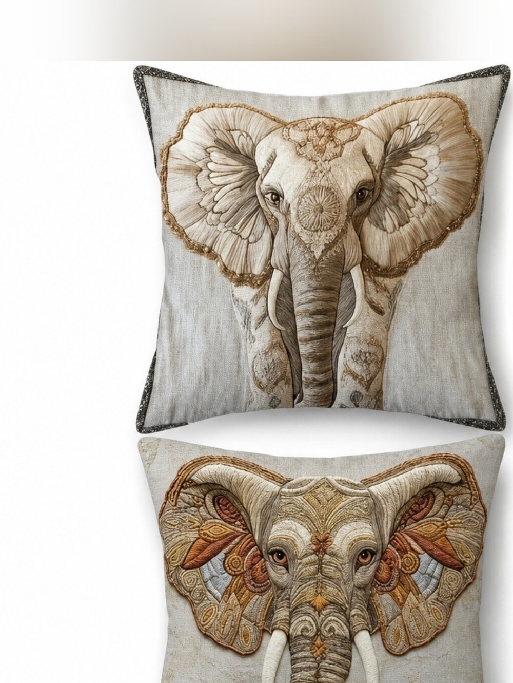 20" X 20" 2 Piece-Elephant Accent Pillows. No Inserts Included.